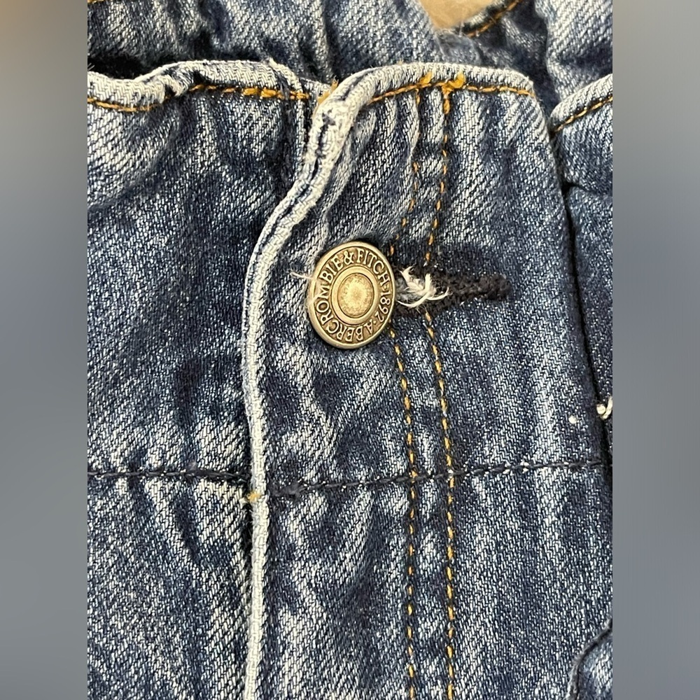 Abercrombie & Fitch Jeans Paper Bag High Rise A&F Mom 25 0S Raw Hem Blue belted - Picture 3 of 9